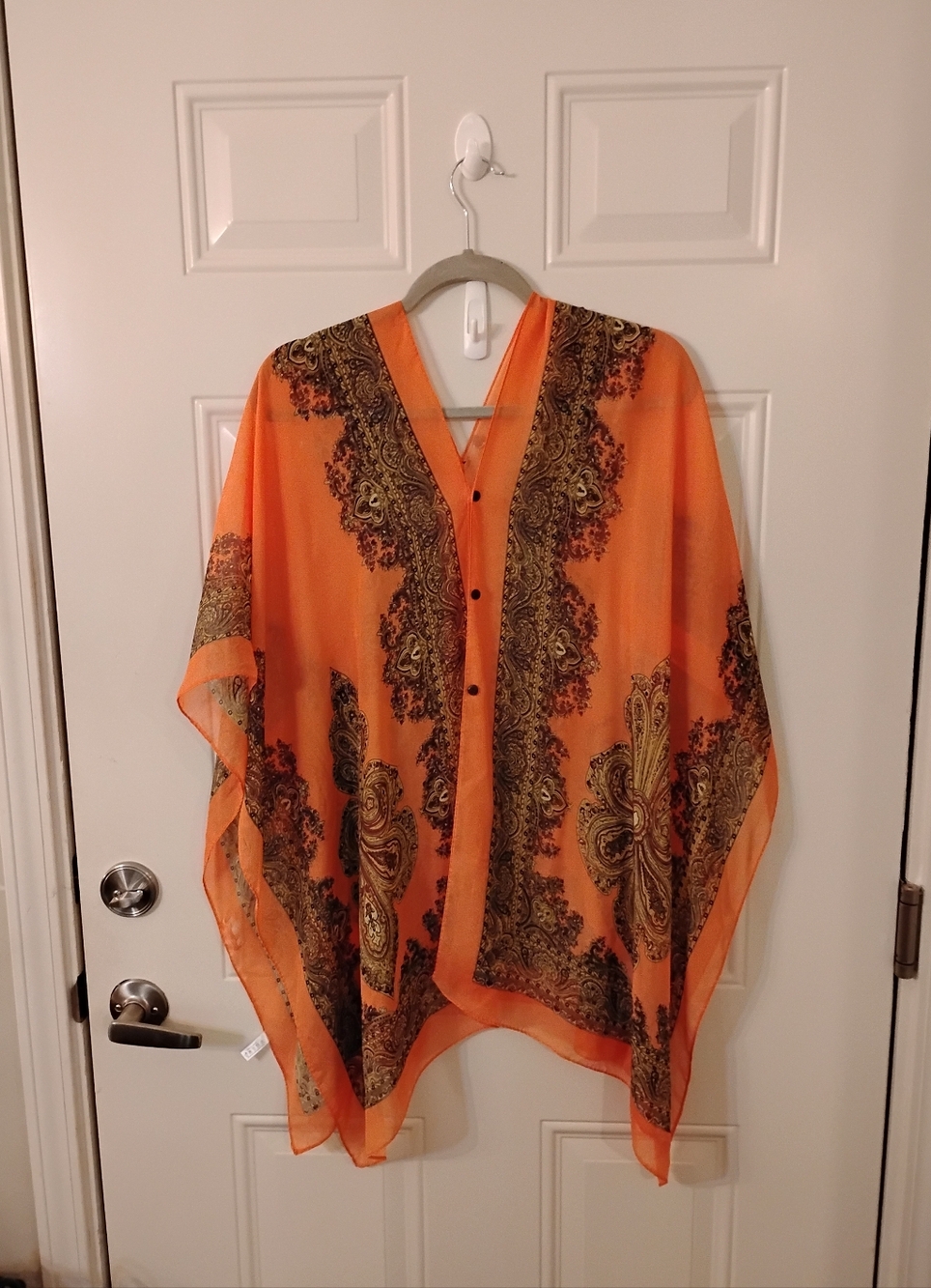 Jack And Missy Convertible Sheer Poncho Orange Paisley One Size